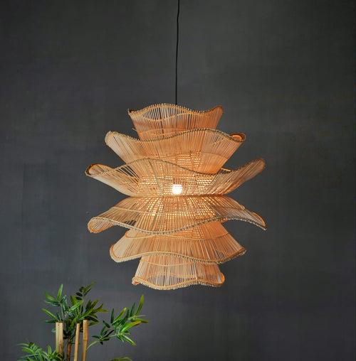 Canyon : Unique handmade Woven Hanging Pendant Light, Natural/Cane Pendant Light for Home restaurants and offices.