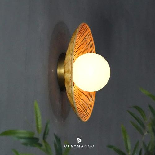 Induka - Unique handmade Woven Wall Sconce Light, Natural/Bamboo Wall Sconce Light for Home restaurants and offices.