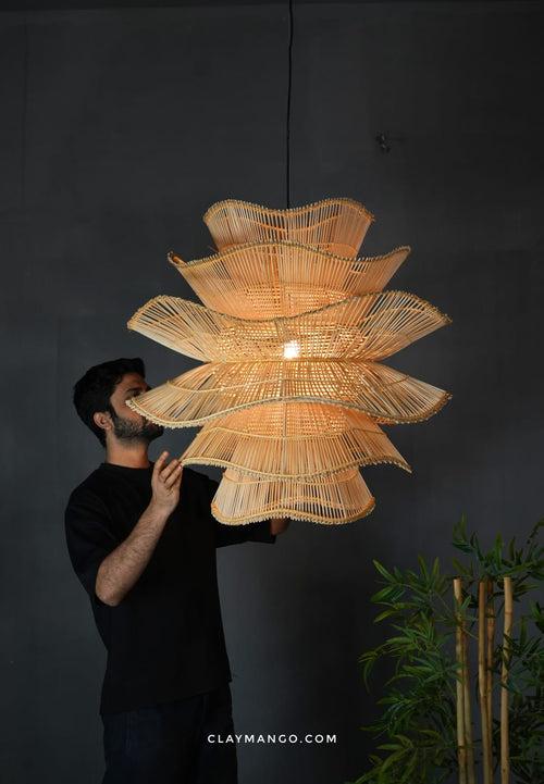 Canyon : Unique handmade Woven Hanging Pendant Light, Natural/Cane Pendant Light for Home restaurants and offices.