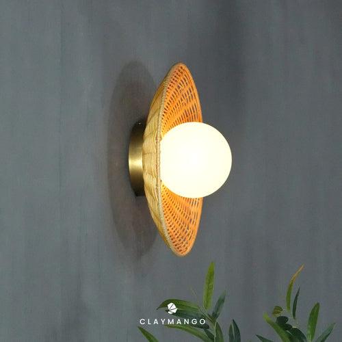 Induka - Unique handmade Woven Wall Sconce Light, Natural/Bamboo Wall Sconce Light for Home restaurants and offices.