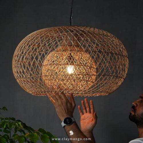 Cosmo : Unique handmade Woven Hanging Pendant Light, Natural/Cane Pendant Light for Home restaurants and offices.