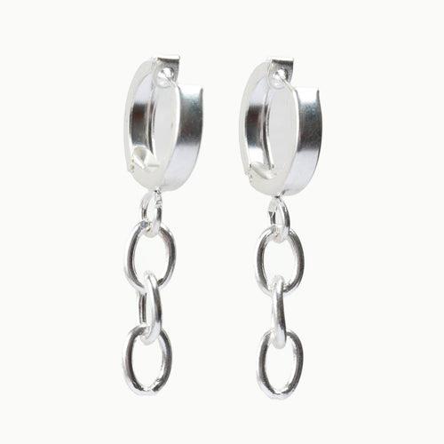 CUBAN CHAIN DROP - EARRINGS - SATIN SILVER