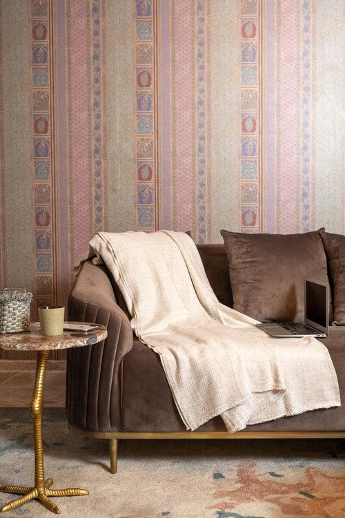 OMVAI Zig Zag Patterned Woven Throw Blanket / Comforter Ballistic Beige