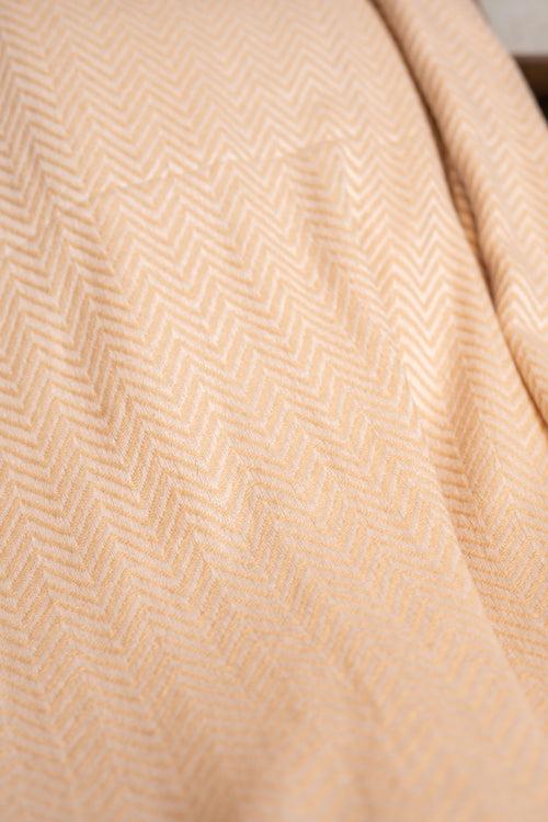 OMVAI Zig Zag Patterned Woven Throw Blanket / Comforter Camel Brown