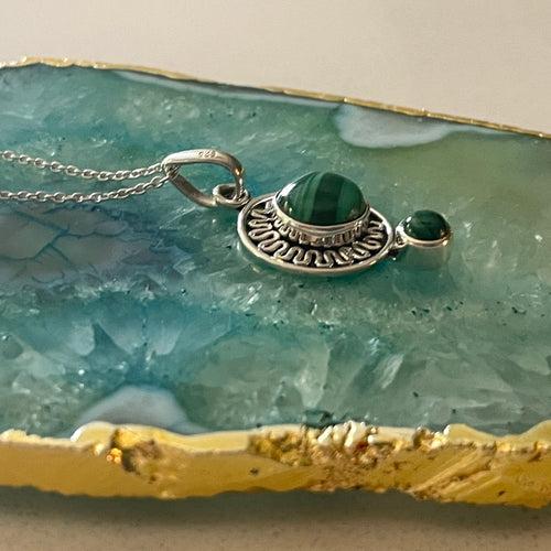 Victorian-carved Malachite Pendant