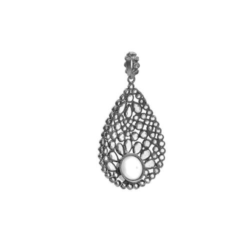 Lustrous  Silver Pendant with Pearls and white Topaz