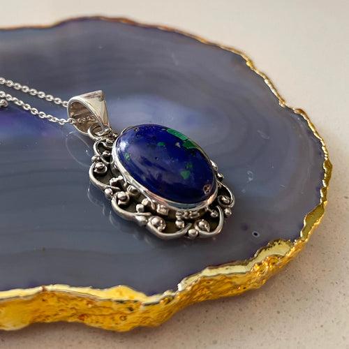 Stylish Ethnic Azurite Malachite Pendant