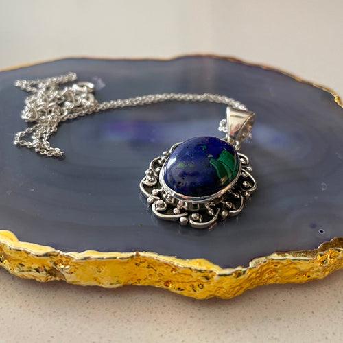 Stylish Ethnic Azurite Malachite Pendant