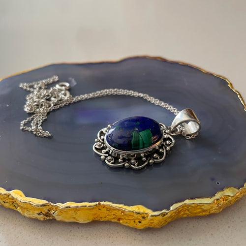 Stylish Ethnic Azurite Malachite Pendant