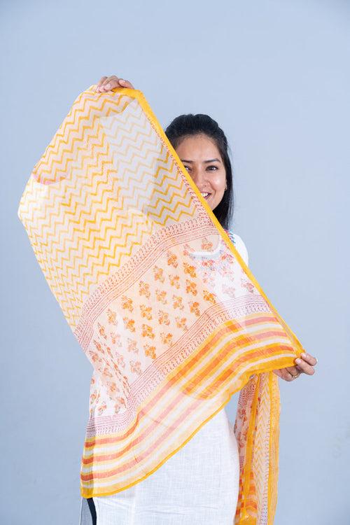 OMVAI Chevron Buti Chiffon Dupatta