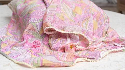 OMVAI Abstract Geometry Crepe Stole - Pastel Pinks