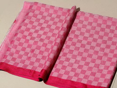 Chess Checks Patterned Pashmina Stole - Pretty Pink