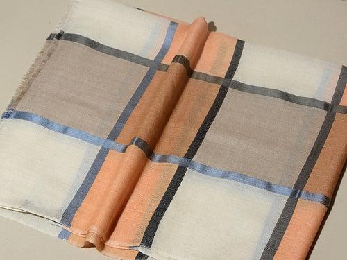 Bold Checks Patterned Pashmina Stole - Peach with White