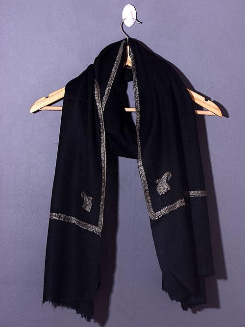 PALLA BUTI Magnificent Hand Embroidered Stole - Black