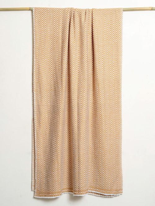 Zig Zag Patterned Super Soft Woolen Muffler - Camel Brown