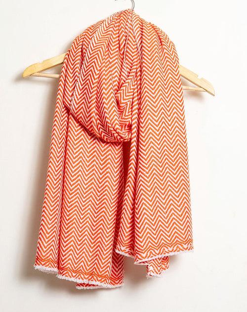 Zig Zag Patterned Super Soft Woolen Muffler - Orange