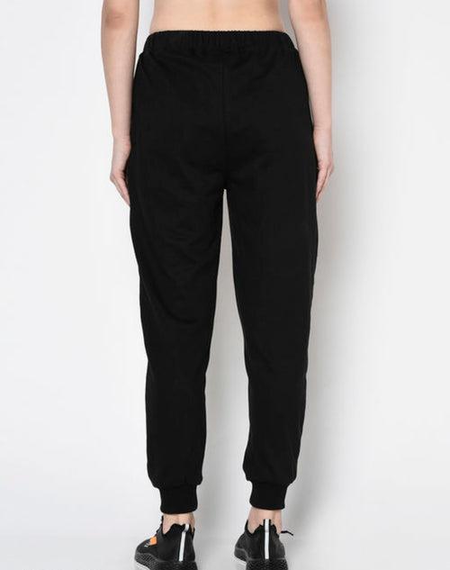 Stylish Plain Black Zippered Terry Jogger