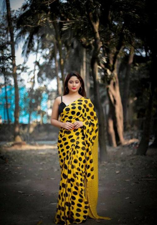 Sexy Vanessa Polka-Dot Premium Georgette Saree