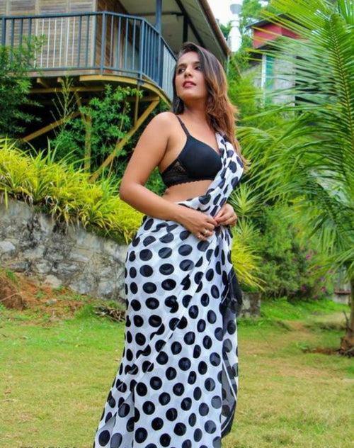 Sexy Vanessa Polka-Dot Premium Georgette Saree