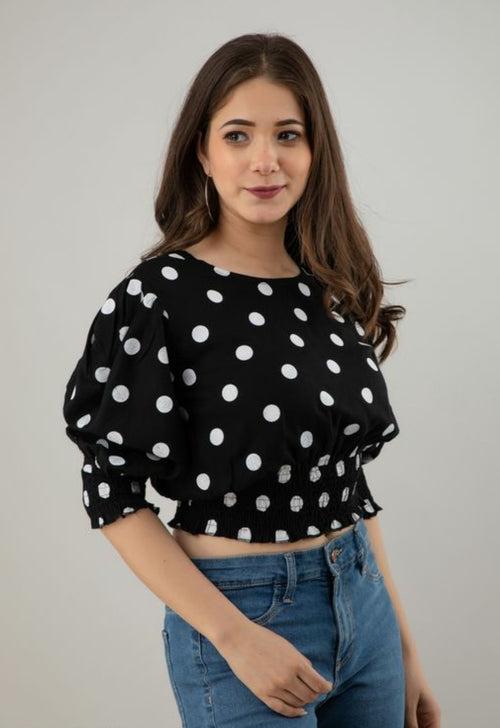 Raven Lily Trendy Polka-Dot Top