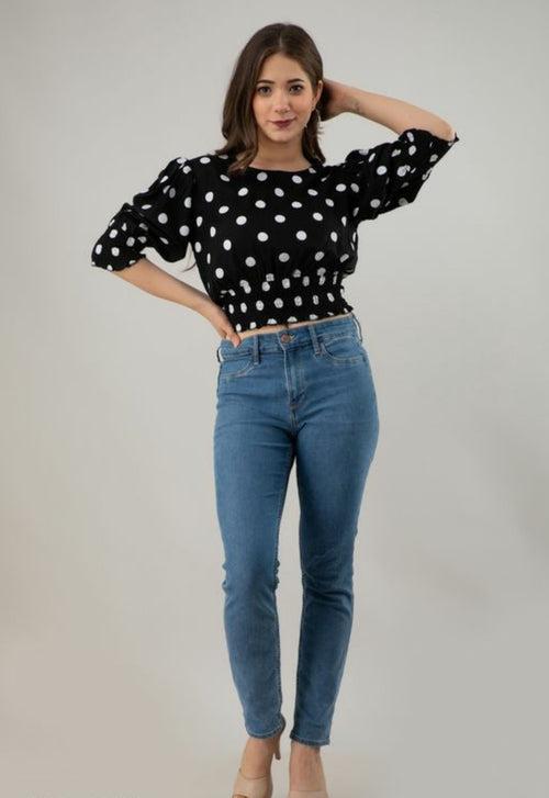 Raven Lily Trendy Polka-Dot Top