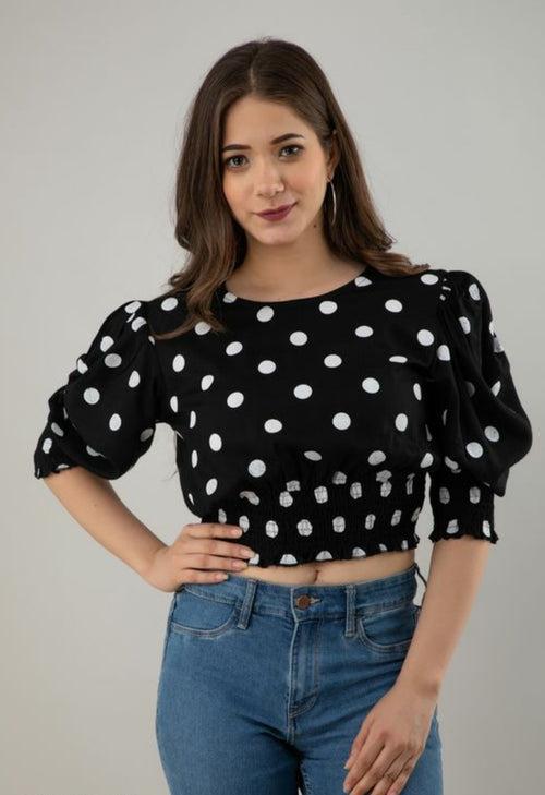 Raven Lily Trendy Polka-Dot Top