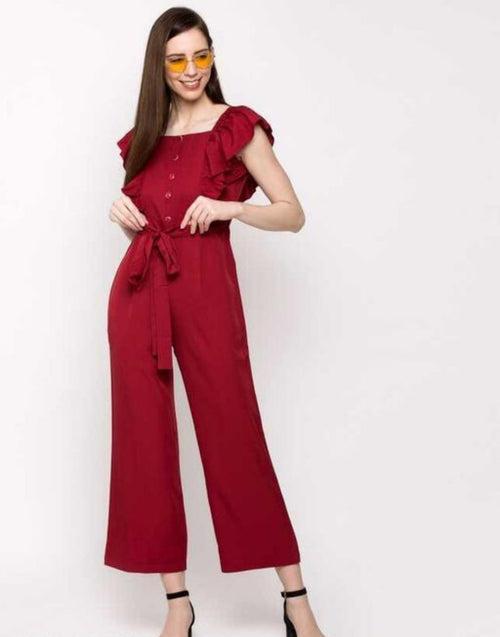 Enchanted Ella Solid Crepe Jumpsuit