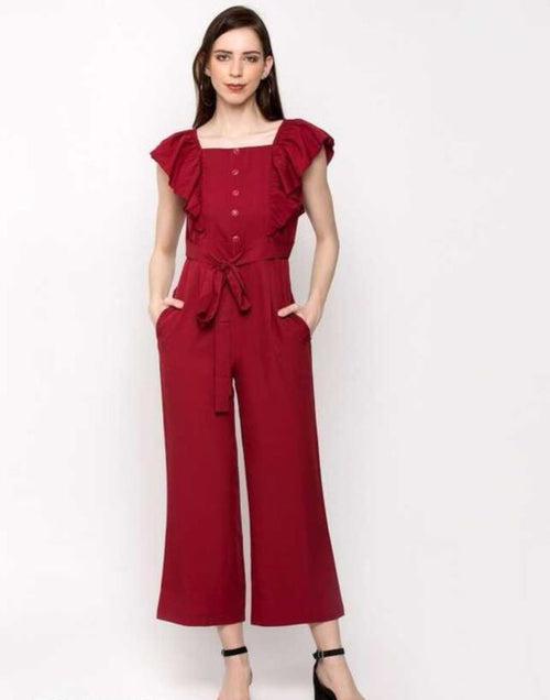 Enchanted Ella Solid Crepe Jumpsuit