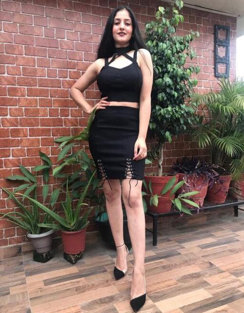 Hot Babe Stylish Skirt With Sleeveless Top (Combo)