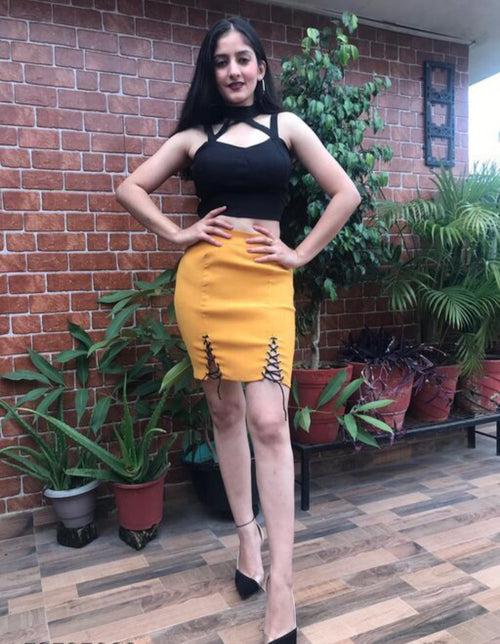 Hot Babe Stylish Skirt With Sleeveless Top (Combo)