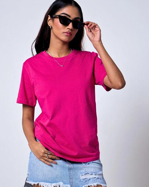 Hot Pink Plain T-Shirt