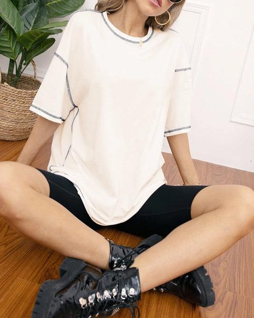 Reverse Weave Pearl Plain Oversized T-Shirt