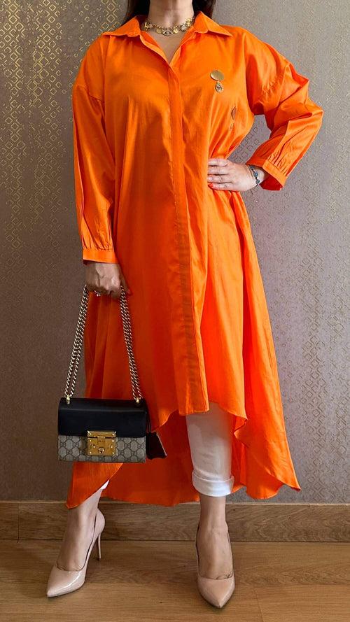 Orange High Low Sitara Shirt