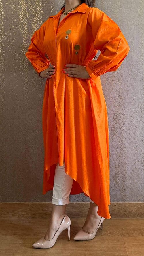 Orange High Low Sitara Shirt