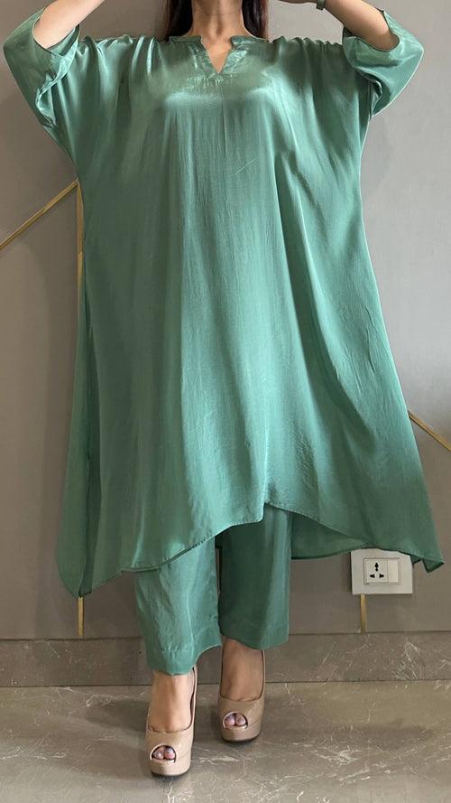 Ocean Green High Low Crepe Co-ord