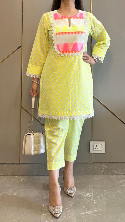 Neon Lemon Cotton Co-ord Set