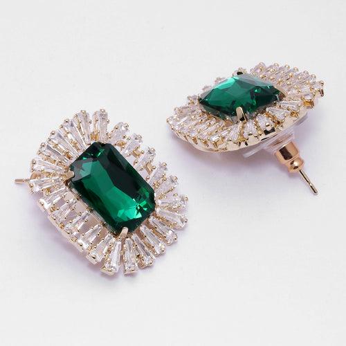 Emerald Green Zircon Stud Earrings