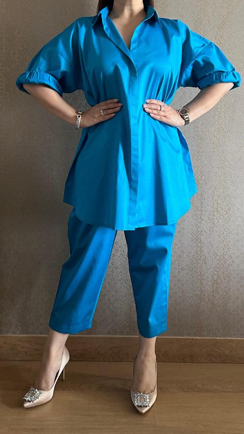 Minty Blue Cotton Co-ord Set