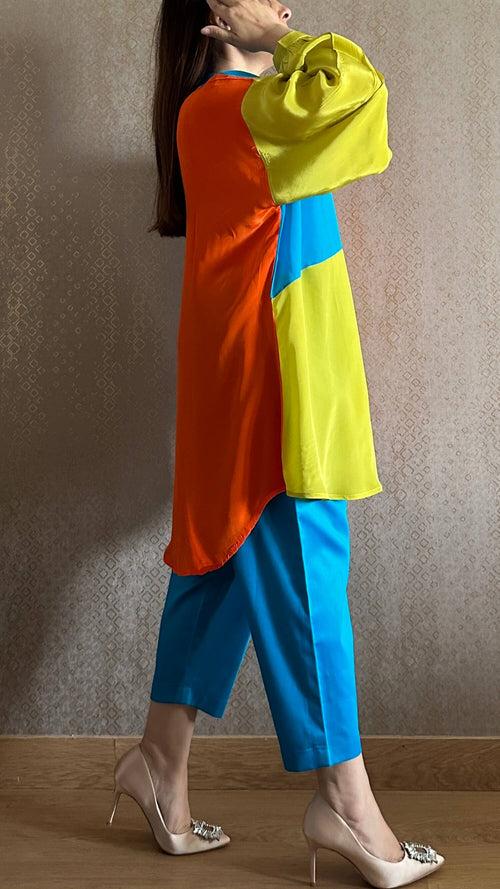 Colour Block Crepe Co-ord Set