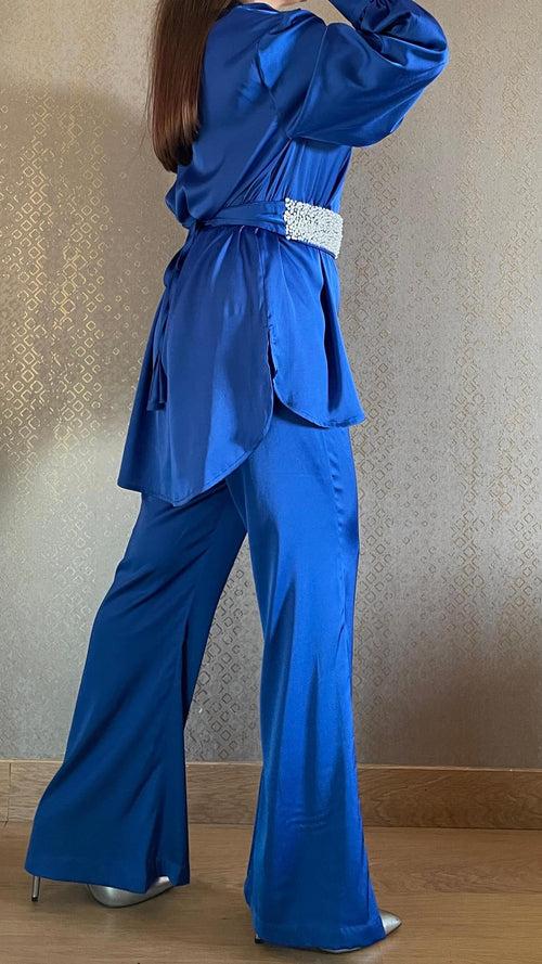 Electric Blue Satin Co-ord Set