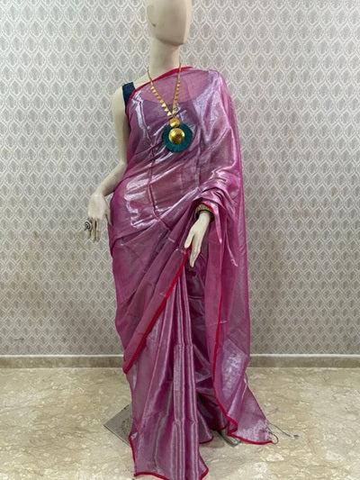 Rang - Red Silver Tissue Cotton Saree