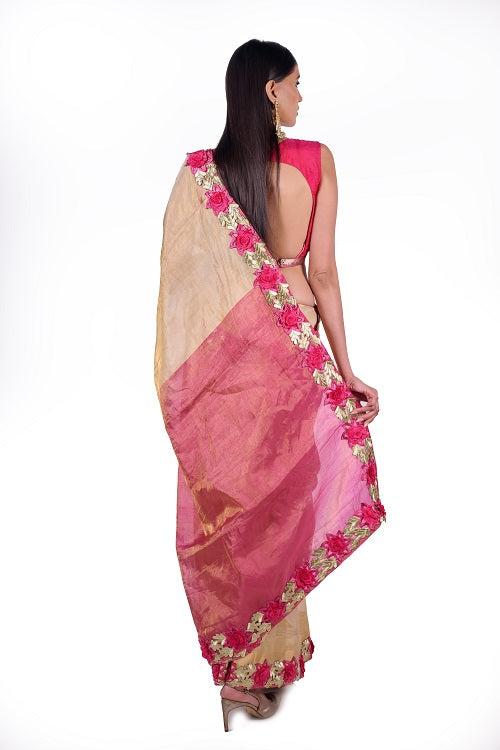Mia - Designer Handwoven Saree With Floral Work