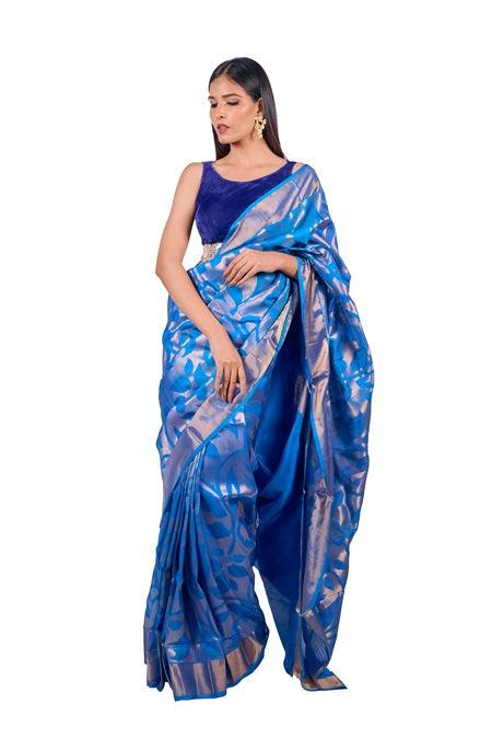 Eka - PRE-ORDER Blue Handwoven Jamdani Silk Saree