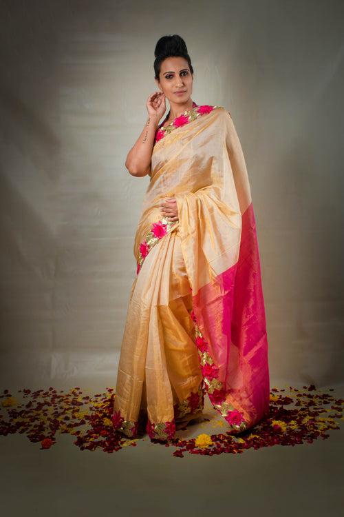 Mia - Designer Handwoven Saree With Floral Work