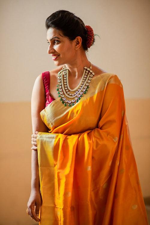 Rukmini - Handwoven Yellow Silk Saree