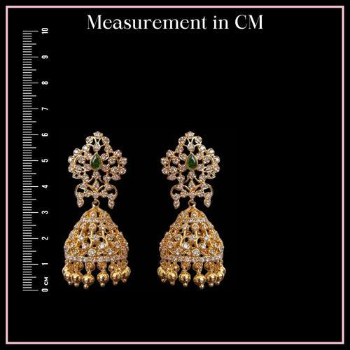 Radiant Elegance - Diamond Look Jhumkas with Golden Balls