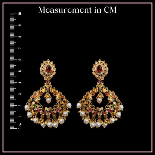 Southern Splendor - Pearls & Gem Chandbali Earrings