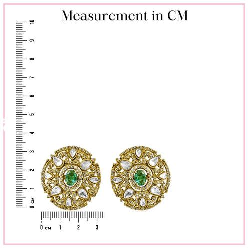 Emerald Elegance- Polki Stud Earring Design