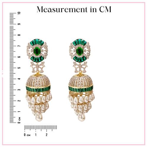 Jewels of Royalty - Emerald-Studded Pearl Jhumkas