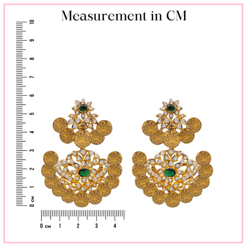 Lustrous Lakshmi Kasu Earrings - An Exquisite South Indian Design (14 Days Delivery)